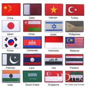 Asian European countries flags embroidery bagde Magical shoulder stickers patch UD7004